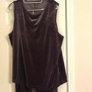 Steel gray velvet pants with matching top