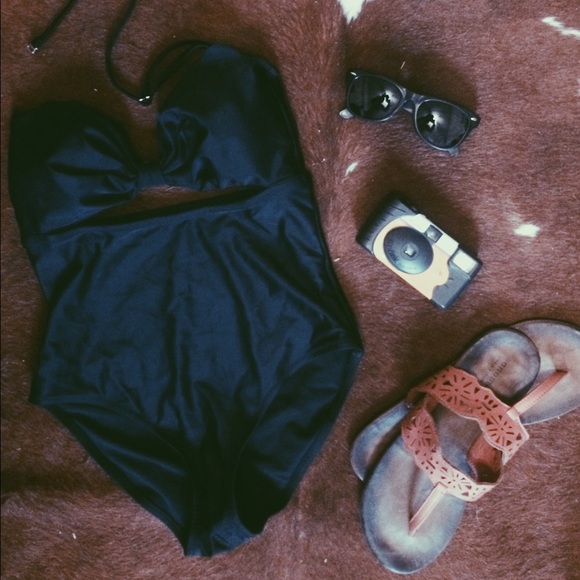 NWOT Black Scalloped-Top High Waist One-Piece