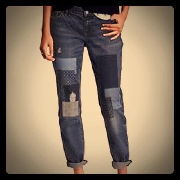 Patchwork Denim Boyfriend Jeans