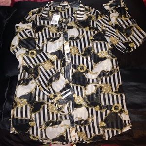 Forever 21 black & white striped anchor blouse