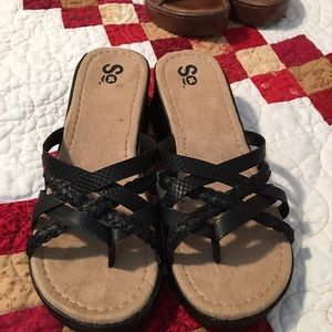 Black wedge sandals