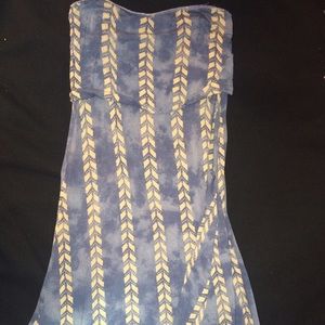 baby blue Aztec print long skirt