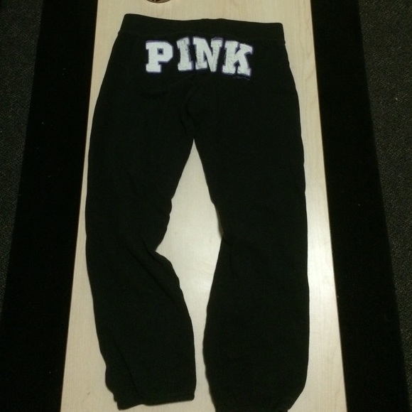 PINK black three quarter cuffed sweatpants
