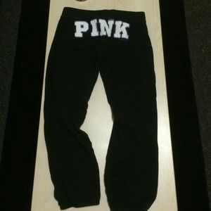 PINK black three quarter cuffed sweatpants