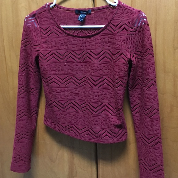 Maroon chevron lace top