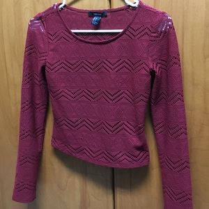 Maroon chevron lace top