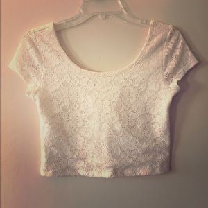 Cream Lace Crop Top