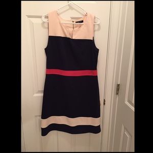 41 Hawthorne navy, orange and cream dress