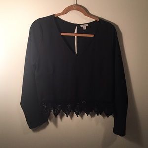 ecote sheer long sleeve crop
