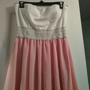 Long white and light pink dress