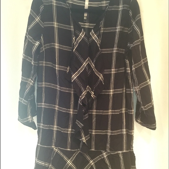 Kenzie plaid black tunic dress