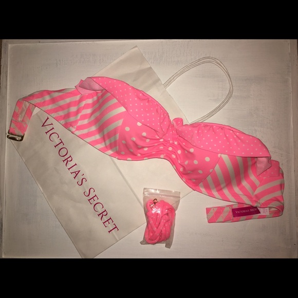 Victoria's Secret Ruffle Polkadot Stripe Bikini