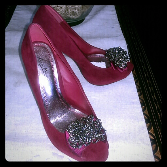 Sexy Peep Toe Red Velvet Heels