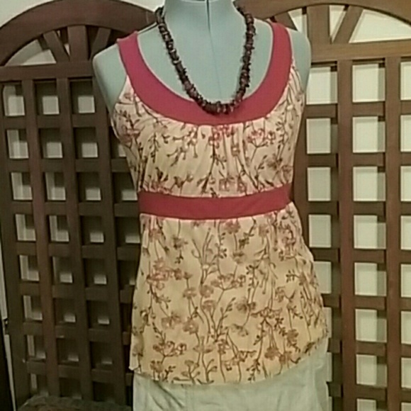 Sweet Pea Stretchy Floral Empire Waist Tank Top