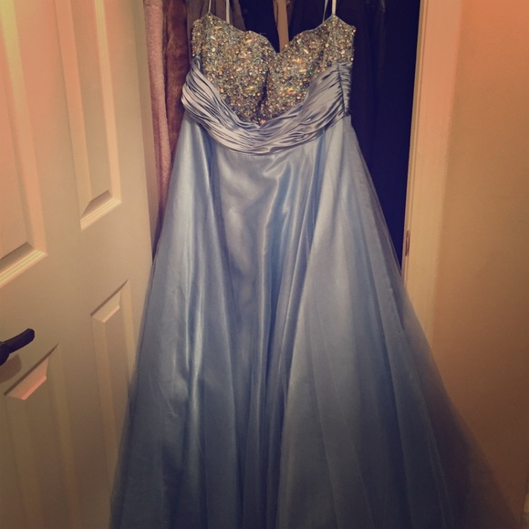 Gorgeous Blue Studded Ball Gown