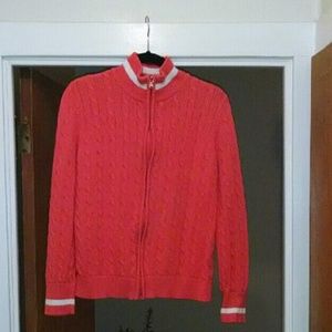 Lauren - Ralph Lauren orange zip-up sweater, XL