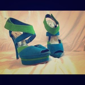 Bakers Aqua & Green High Heels