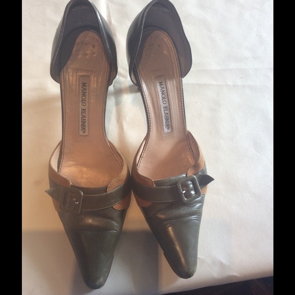 Olive and Tan Manolo Blahniks