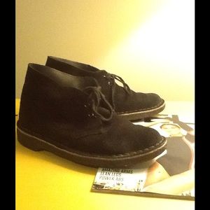 Clarks Black Suede Desert Boots