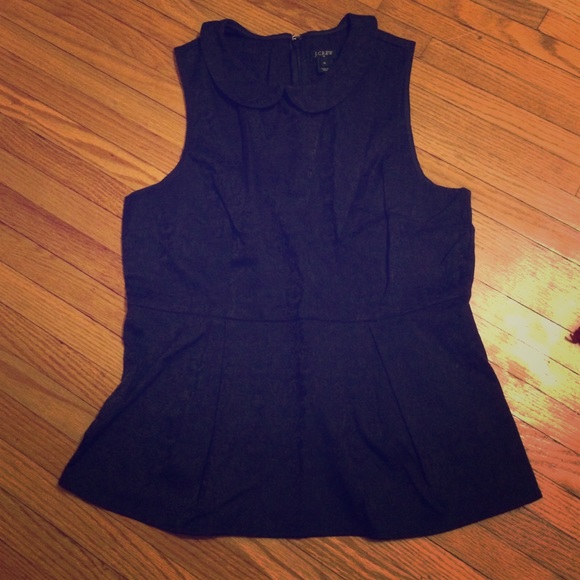 Navy brocade JCrew peplum top size 10 Medium EUC