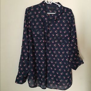 Floral button-down long sleeve shirt