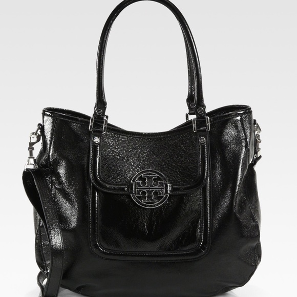 Tory Burch Black Patent Amanda Hobo Bag