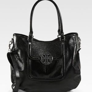 Tory Burch Black Patent Amanda Hobo Bag