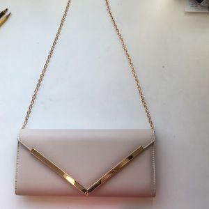 Beige Clutch with Gold Accents