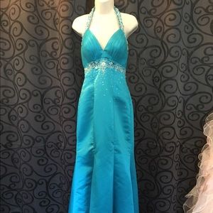 Long, blue, halter top, size 6