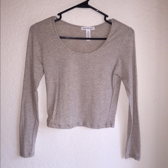 Tan long sleeve crop top
