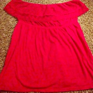 Red floral and lace tube top🌹