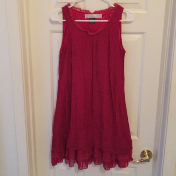 Urban Mango Dresses & Skirts - Red Ruffle Lace hem Dress Urban Mango