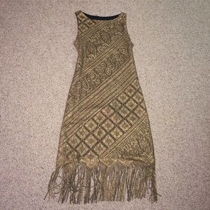 Vintage Gatsby 1920's Gold Flapper Dress- gc!