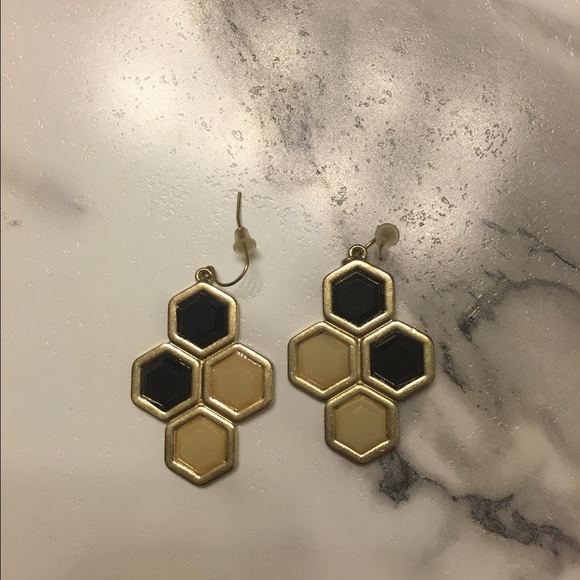 Black and cream earrings