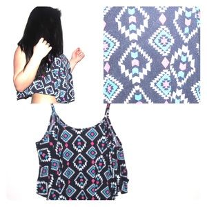 Thin Strap Crop Top // Pink, Blue and White