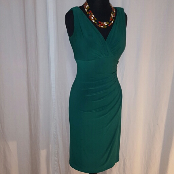 Ralph Lauren. Pencil Dress. Ruched Bodice