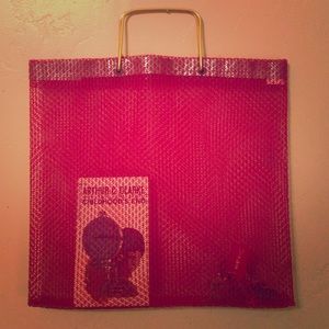 Vintage Woven Plastic Shopper. Modular. Brass.