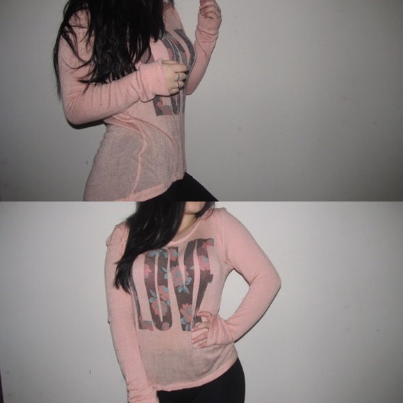 Light Pink Long Sleeve Hoodie - "Love"