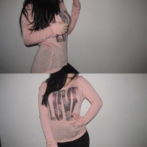 Light Pink Long Sleeve Hoodie - "Love"