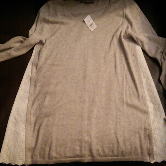 Ann Taylor Loft New Gray Tunic with Lace Sides