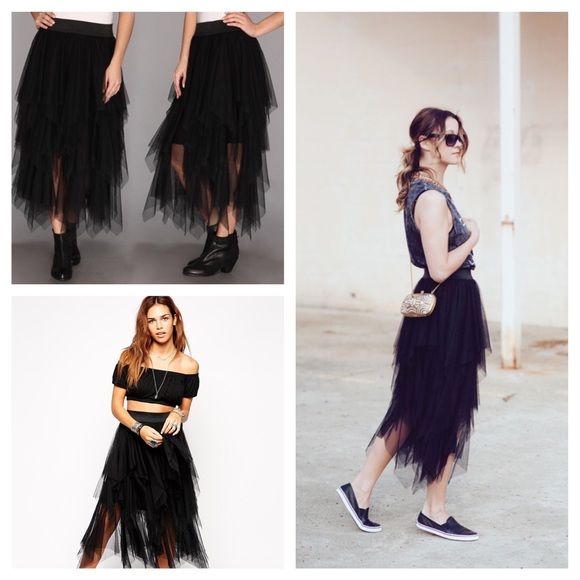 NWT FreePeople Solid Tutu Skirt - Black- xs