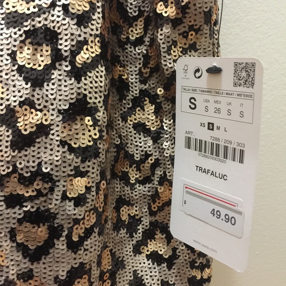 NWT ZARA Sequined Leopard Crop - Picture 1 of 4