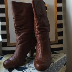 Cognac leather boots
