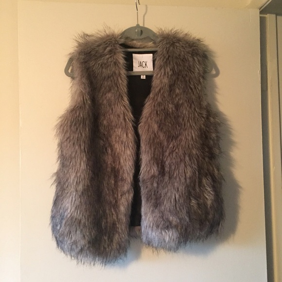 Jack by BB Dakota Grey Faux fur vest