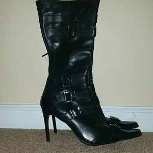 Leather high top boots