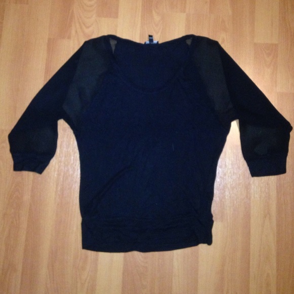 Express 3/4 sleeve baseball top w/ sheer sleeves