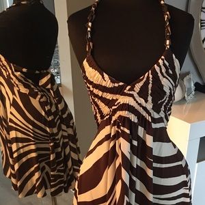 BCBG Zebra print halter dress