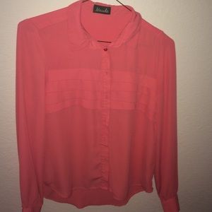 Button down salmon blouse.