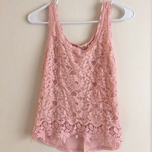 Pink lace crop top
