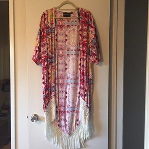 Mink pink printed kimono